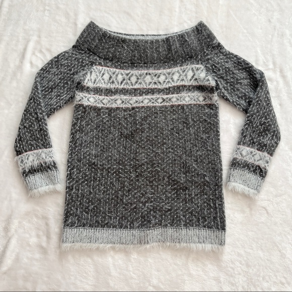 Sleeping On Snow Anthropologie Faroe Off The Shoulder Sweater Small Gray Wool - Picture 5 of 10